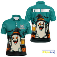 Load image into Gallery viewer, Custom Billiard Shirt Halloween Ghostly Beer Polo &amp; 1/4 Zip For Men, Funny 8 Ball Pool Team Jersey TDM4943