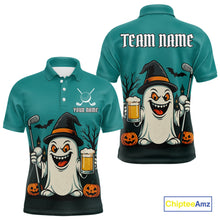 Load image into Gallery viewer, Funny Ghostly Beer Halloween Golf Polo Shirt For Men Custom Halloween Ladies Golf Outfit TDM4944