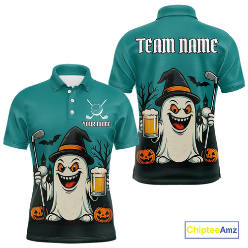 Funny Ghostly Beer Halloween Golf Polo Shirt For Men Custom Halloween Ladies Golf Outfit TDM4944