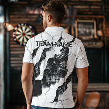 Load image into Gallery viewer, Personalized Skull White Grunge Darts Polo And Quarter-Zip Shirts For Men Custom Dart Team Jerseys TDM2922