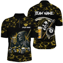 Load image into Gallery viewer, Yellow Funny Grim Reaper &amp; Beer Billiard Shirts For Men Custom 8 Ball Lightning Billiard Jerseys TDM2939