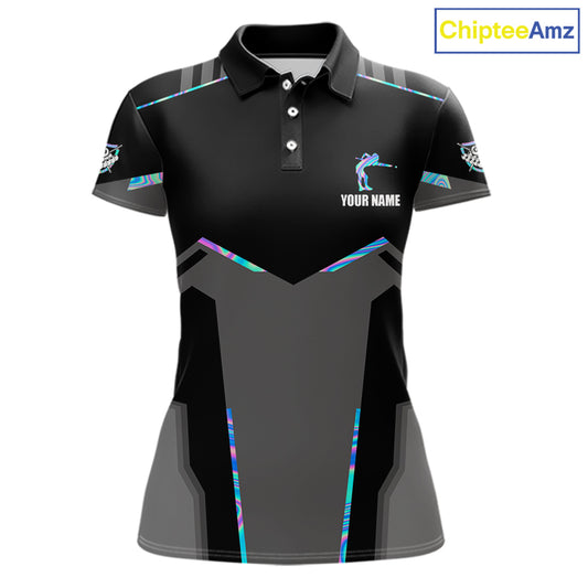 Holographic 8 Ball Billiard Jersey For Women Custom Polo & 1/4 Zip Billiard Shirts, Pool Team Shirt TDM5882