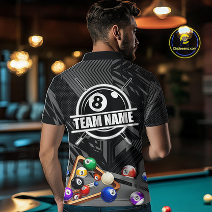 Black 8 Ball Billiard Shirt For Men Custom Billiard Tournament Pool Team Jersey Polo & 1/4 Zip TDM6023