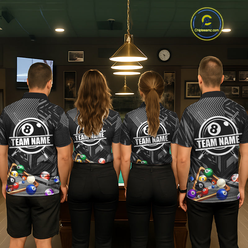 Black 8 Ball Billiard Shirt For Women Custom Billiard Tournament Pool Team Jersey Polo & 1/4 Zip TDM6023