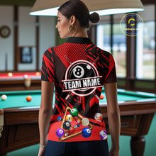 Load image into Gallery viewer, Red 8 Ball Billiard Shirt For Women Custom Billiard Tournament Pool Team Jersey Polo &amp; 1/4 Zip TDM6025