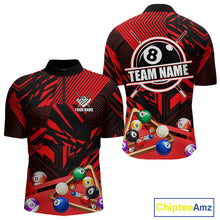 Load image into Gallery viewer, Red 8 Ball Billiard Shirt For Men Custom Billiard Tournament Pool Team Jersey Polo &amp; 1/4 Zip TDM6025