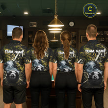 Load image into Gallery viewer, Custom Green Camo 8 Ball Pool Smoke Billiard Shirt For Men, Billiard Team Jersey Polo &amp; 1/4 Zip TDM6032