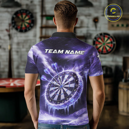 Personalized Purple Dartboard Icy Darts Shirt For Men Custom Darts Jersey Team Polo & 1/4 Zip TDM5681