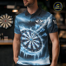 Load image into Gallery viewer, Personalized Blue Dartboard Icy Darts Shirt For Men Custom Darts Jersey Team Polo &amp; 1/4 Zip TDM5682