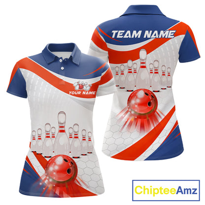 Personalized Bowling Polo & 1/4 Zip For Women Custom Bowling Tournament Team Jersey TDM6296