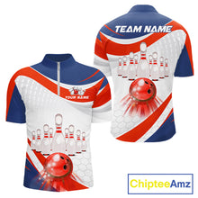 Load image into Gallery viewer, Personalized Bowling Polo &amp; 1/4 Zip For Men Custom Bowling Tournament Team Jersey TDM6296