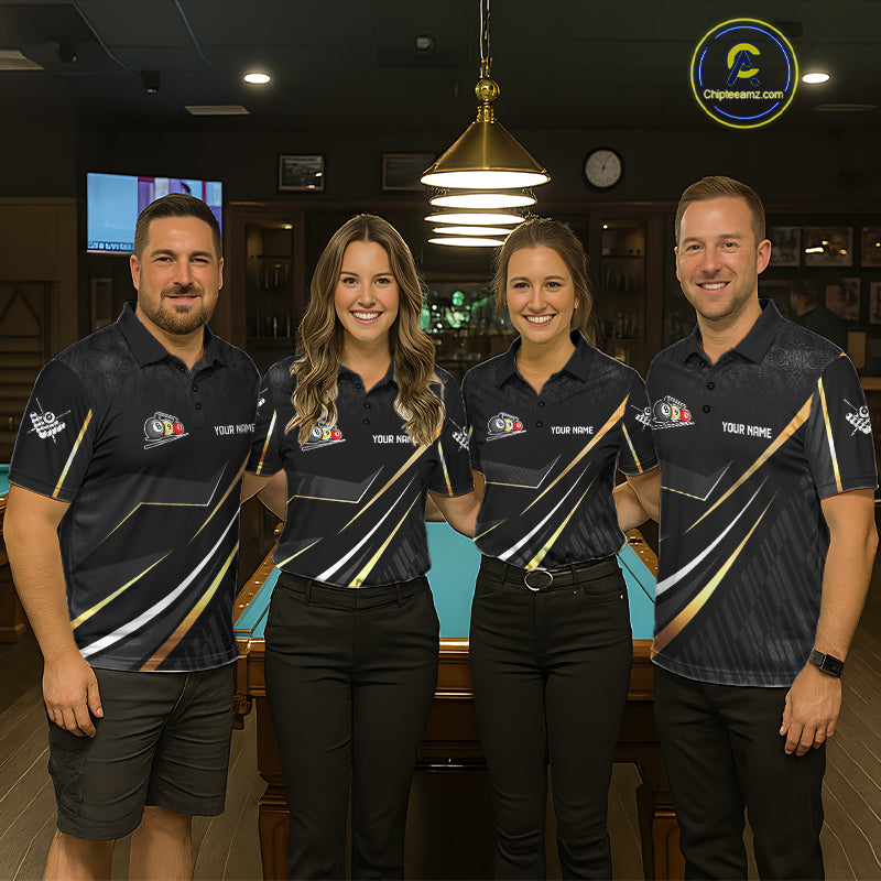 Personalized Golden 8 Ball Pool Crown Billiard Shirt For Women, Billiard Team Jersey Polo & 1/4 Zip TDM5904