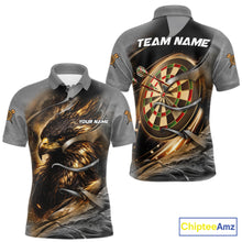 Load image into Gallery viewer, Personalized Eagle Lightning Darts Shirt For Men, Darts Team Jersey Polo &amp; 1/4 Zip |Gold TDM6306