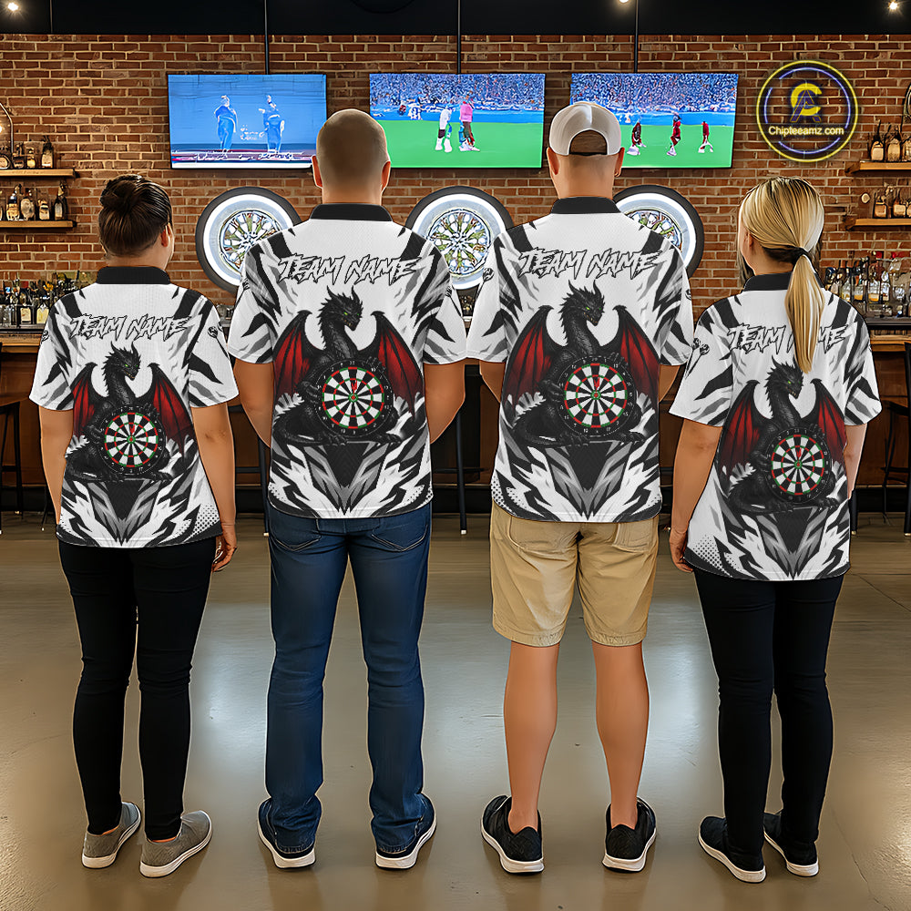 Personalized Dragon Darts Jersey For Women Custom Darts Polo & Quarter Zip Team Shirts |Red TDM6310