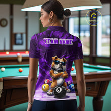 Load image into Gallery viewer, Funny Bulldog Pool Balls Billiard Shirt For Women Custom Billiard Team Jersey Polo &amp; 1/4 Zip |Purple TDM6478