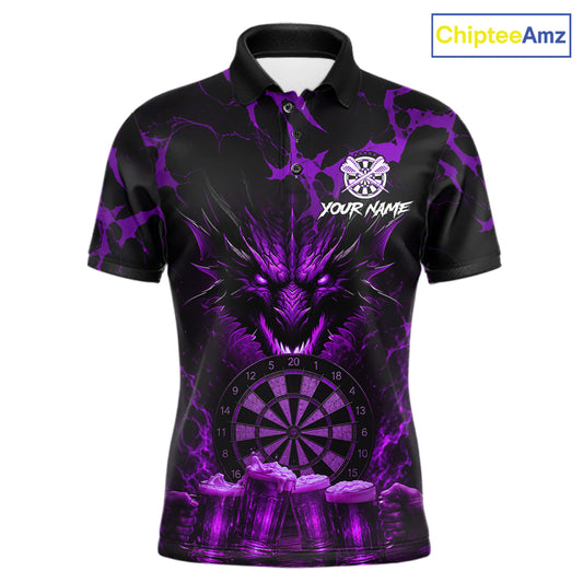 Black And Purple Personalized Dragon Beer Darts Shirts For Men Custom Darts League Team Jersey TDM7206