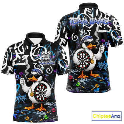 Colorful Graffiti Funny Duck Darts Shirt For Men Custom Darts Team Jersey, Personalized Darts Gift TDM7209