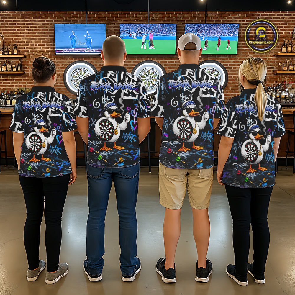 Colorful Graffiti Funny Duck Darts Shirt For Men Custom Darts Team Jersey, Personalized Darts Gift TDM7209