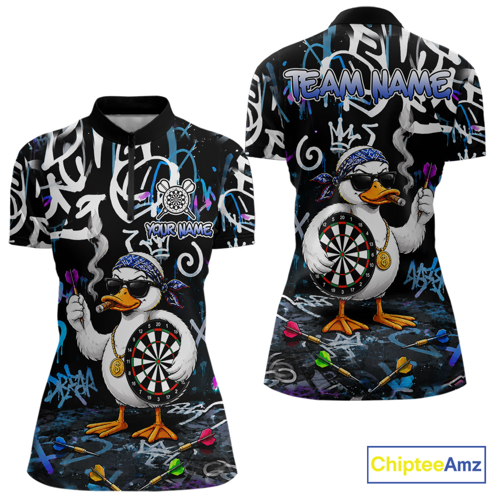 Colorful Graffiti Funny Duck Darts Shirt For Women Custom Darts Team Jersey, Personalized Darts Gift TDM7209