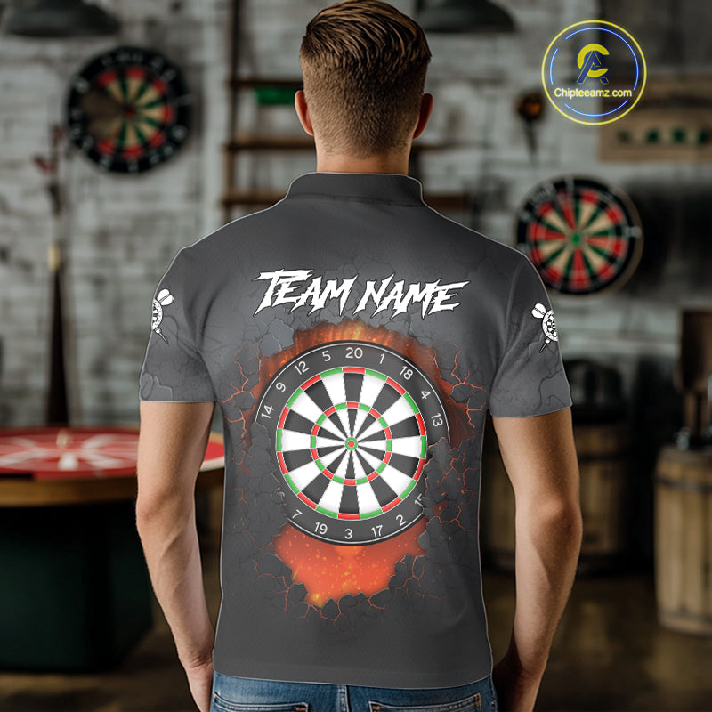 Personalized Grunge Dragon Mens Dart Shirts Custom Black Grey Dart Jerseys Team Polo & 1/4 Zip TDM5180
