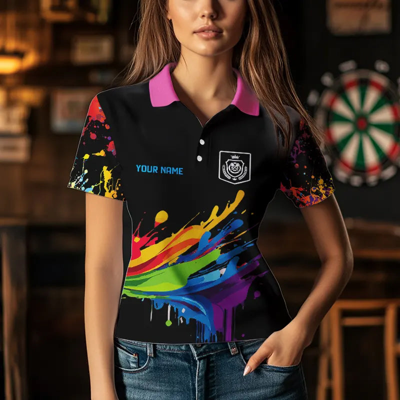 Funny Colorful Paint Splash Dart Shirts For Women Custom Dart Team Jerseys TDM3544