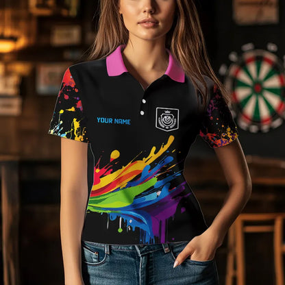 Funny Colorful Paint Splash Dart Shirts For Women Custom Dart Team Jerseys TDM3544