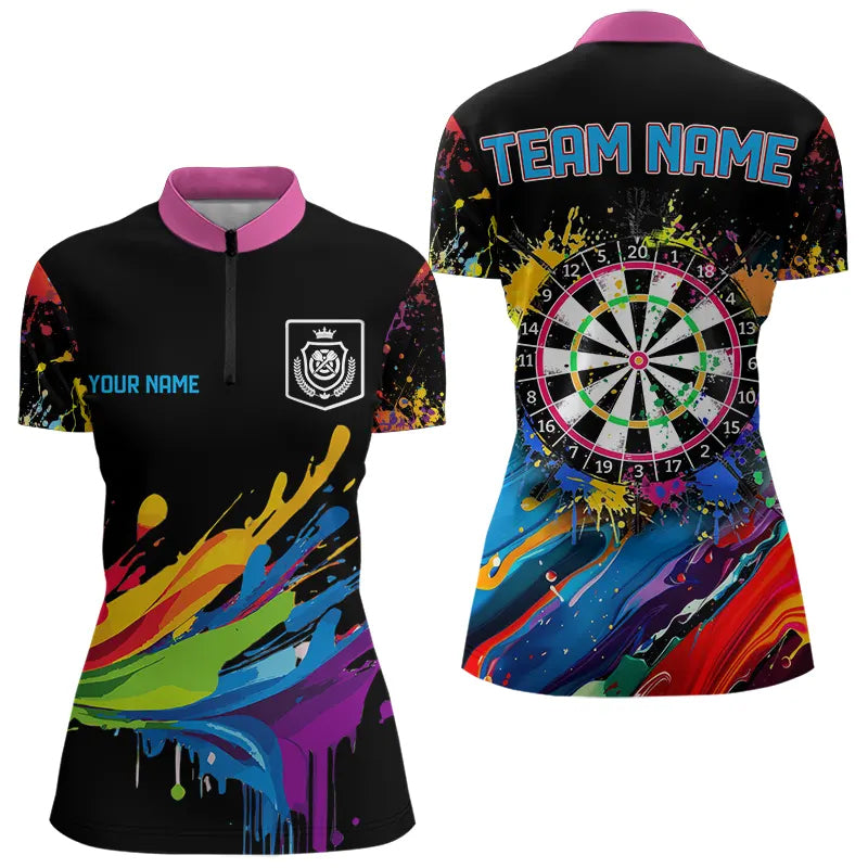 Funny Colorful Paint Splash Dart Shirts For Women Custom Dart Team Jerseys TDM3544