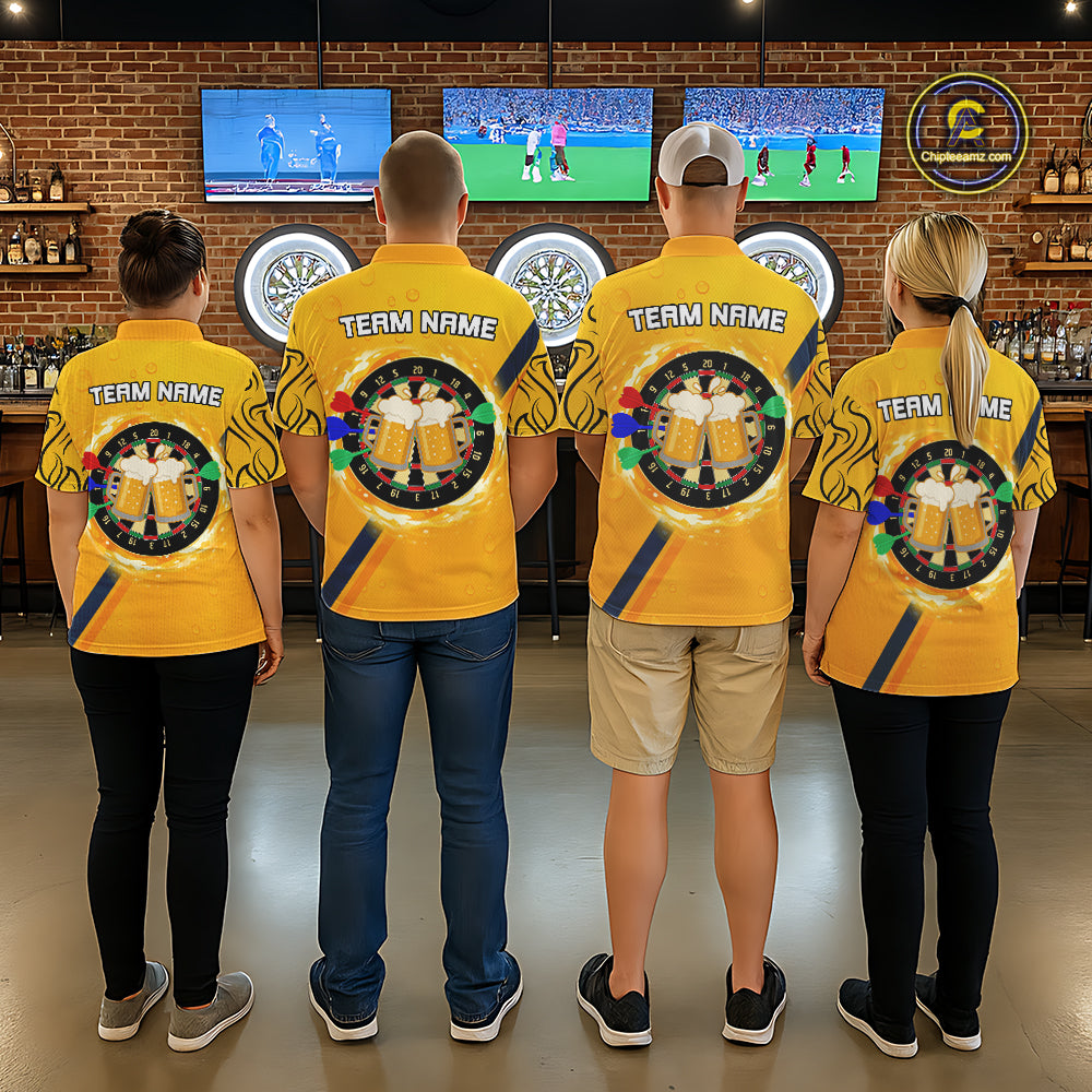 Personalized Funny Beer Tribal Darts Shirt For Men Custom Drinking Dart Team Jersey Polo & 1/4 Zip TDM5434