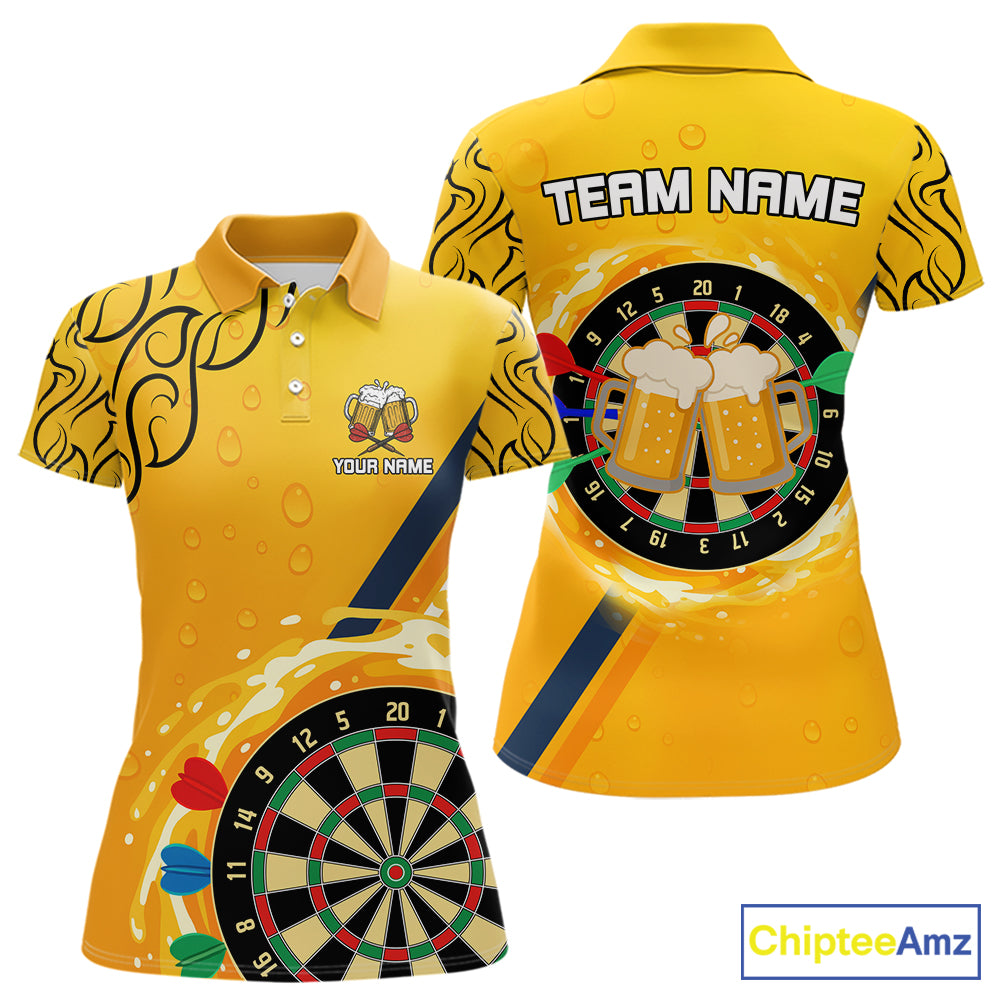 Personalized Funny Beer Tribal Darts Shirt For Women Custom Drinking Dart Team Jersey Polo & 1/4 Zip TDM5434