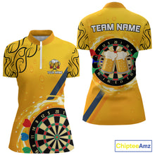Load image into Gallery viewer, Personalized Funny Beer Tribal Darts Shirt For Women Custom Drinking Dart Team Jersey Polo &amp; 1/4 Zip TDM5434