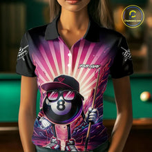 Load image into Gallery viewer, Funny 8 Ball Pool Neon Graffiti Billiard Shirt For Women Custom Billiard Jersey Team Polo &amp; 1/4 Zip TDM5443