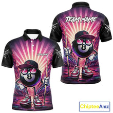 Load image into Gallery viewer, Funny 8 Ball Pool Neon Graffiti Billiard Shirt For Men Custom Billiard Jersey Team Polo &amp; 1/4 Zip TDM5443