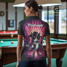 Load image into Gallery viewer, Funny Cat 8 Ball Billiard Shirt For Women Custom Neon Graffiti Billiard Jersey Team Polo &amp; 1/4 Zip TDM5444