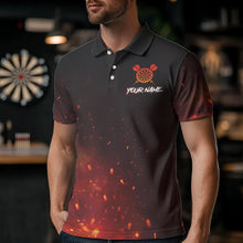 Load image into Gallery viewer, Red And Black Glowing Fire Grim Reaper Dart Shirts For Men Custom Dart Jerseys Polo &amp; 1/4 Zip TDM3712
