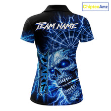 Load image into Gallery viewer, Blue Darts Skull Polo &amp; Quarter Zip Shirt For Women Custom Thunder Lighting Darts Team Jersey TDM6061
