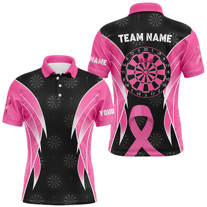 Personalized Breast Cancer Awareness Darts Shirts For Men, Black And Pink Darts Apparel Jerseys TDM2481