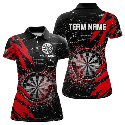 Black And Red Darts Board Break Glass Custom Dart Shirts For Women, Darts Team Shirts Dart Jerseys TDM3215