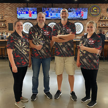 Load image into Gallery viewer, Red Retro Grunge Camo Darts Shirt For Men Custom Darts Jersey Team Polo &amp; Quarter Zip Uniform TDM5448