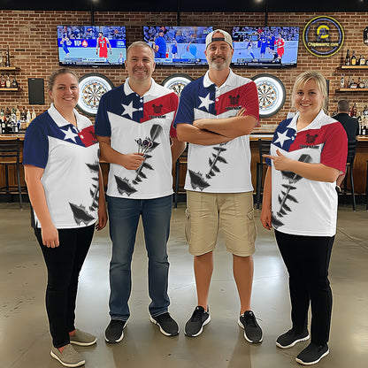 Personalized Texas Flag Steel Tip Dart Polo & 1/4 Zip For Women Custom Texas Darts Team Jersey TDM5451