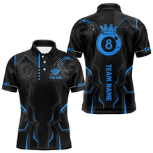 Load image into Gallery viewer, Customized 8 Ball Pool Crown Men Billiard Shirts, Blue And Black Billiard Team Shirts, Pool Jerseys TDM3563