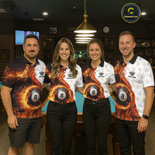 Load image into Gallery viewer, Orange Flaming 8 Ball Pool Billiard Shirt For Women Custom Billiard Team Jersey Polo &amp; 1/4 Zip TDM5925
