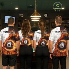 Load image into Gallery viewer, Orange Flaming 8 Ball Pool Billiard Shirt For Women Custom Billiard Team Jersey Polo &amp; 1/4 Zip TDM5925