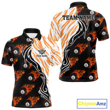 Load image into Gallery viewer, Personalized Fire Flame 8 Ball Pool Billiard Shirt For Men, Billiard Team Jersey Polo &amp; 1/4 Zip TDM5926