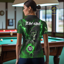 Load image into Gallery viewer, Green Grim Reaper 8 Ball Billiard Shirt For Women Custom Lightning Billiard Team Jersey Polo, 1/4 Zip TDM6326
