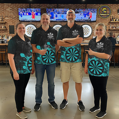 Turquoise Dartboard Splatter Smoke Darts Shirt For Women Custom Darts Team Jersey Polo & 1/4 Zip TDM6504