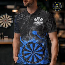 Load image into Gallery viewer, Blue Dartboard Splatter Smoke Darts Shirt For Men Custom Grunge Darts Team Jersey Polo &amp; 1/4 Zip TDM6506