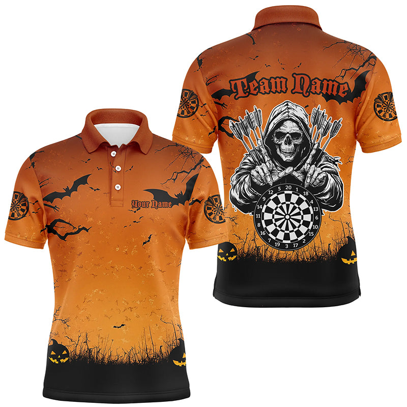 Orange Halloween Spook Night Custom Men Dart Shirts,  Grim Reaper Halloween Darts Gift TDM2737