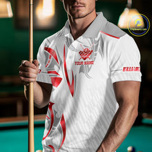 Load image into Gallery viewer, White And Red Crown 8 Ball Men's Billiards Shirts Custom Billiard Jersey Team Polo &amp; 1/4 Zip TDM5212