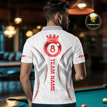 Load image into Gallery viewer, White And Red Crown 8 Ball Men's Billiards Shirts Custom Billiard Jersey Team Polo &amp; 1/4 Zip TDM5212