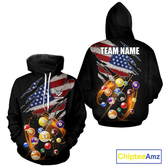 American Flag Pool Balls Billiard Hoodie For Men And Women, Patriotic Billiard Hoodie Jersey TDM5730